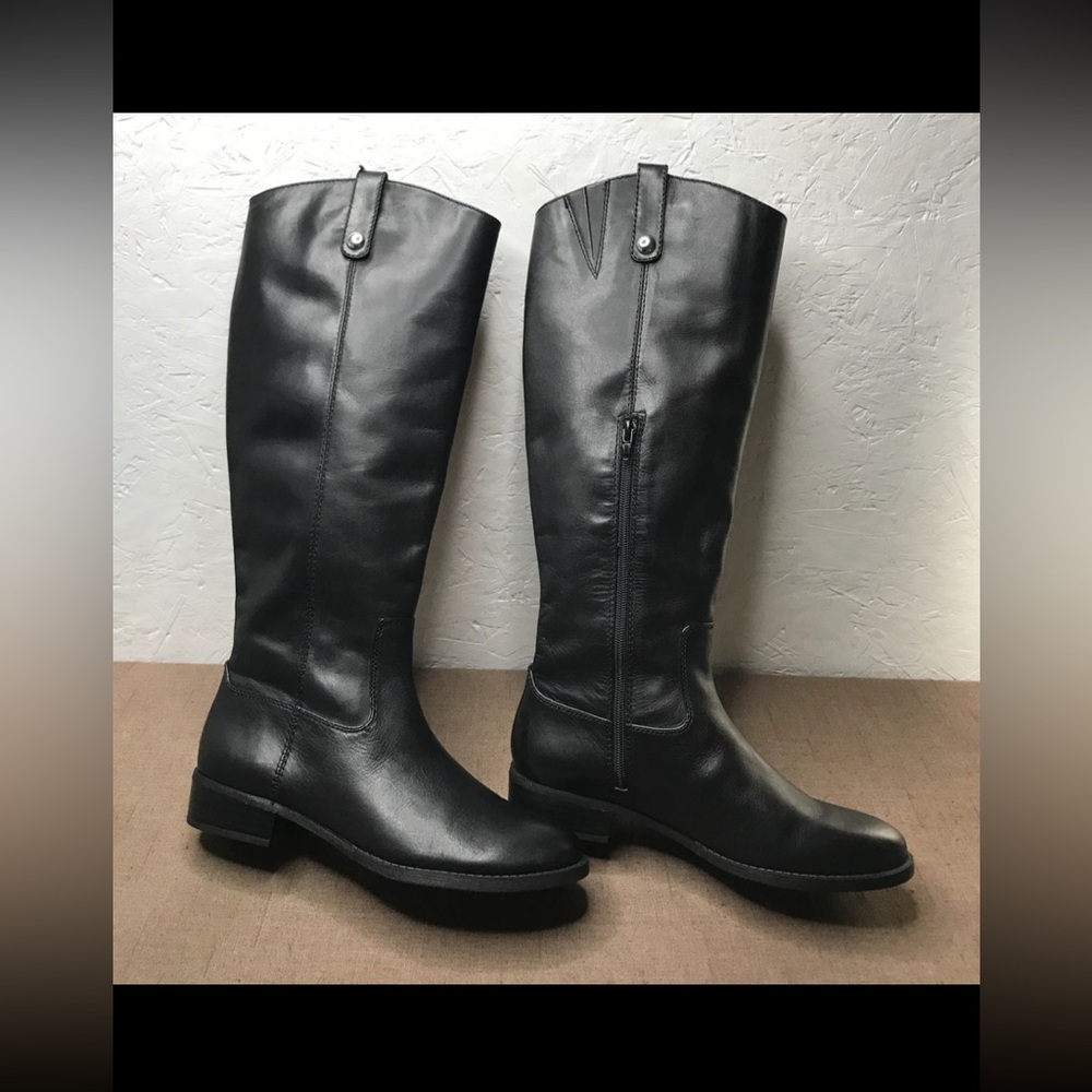 INC International Concepts Fawne Women's Riding Boots Black Leather Size 8.5M
